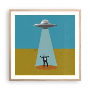 Poster in cornice rovere chiaro - Incontro ravvicinato - 60x60 cm