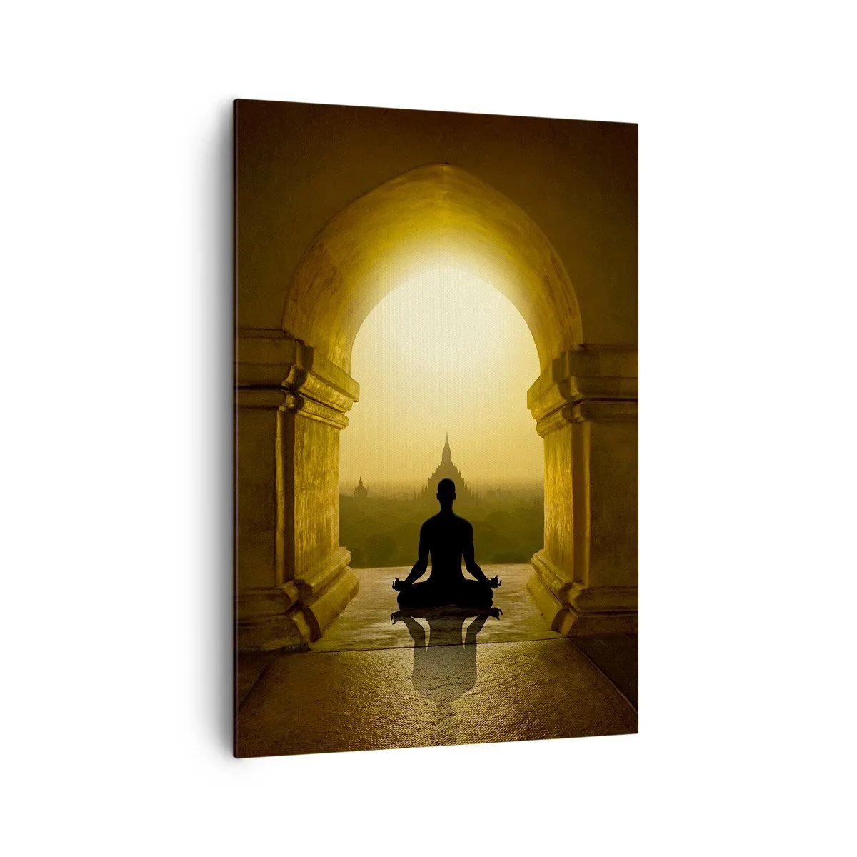 Quadro su tela - Stampe su Tela - Silhouette di una persona in meditazione alla luce del sole al tramonto - 70x100cm - Armonia completa - Decorazione murale moderna per soggiorno e camera da letto ARTTOR