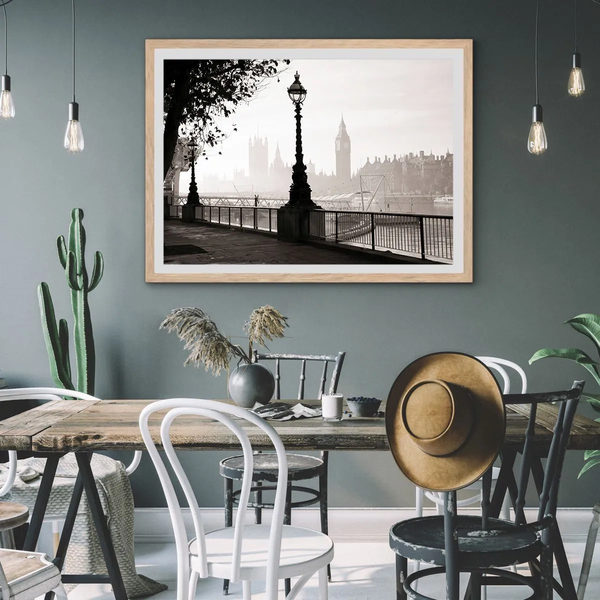 Poster in cornice rovere chiaro - Un mattino a Londra - 100x70 cm