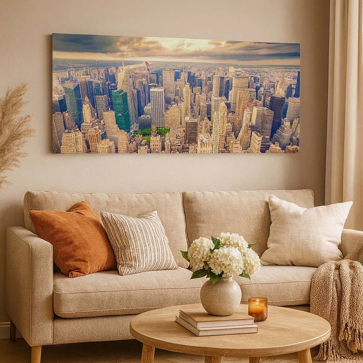 Quadro su tela - Stampe su Tela - Metropolis dorata - 100x40 cm