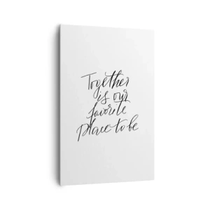 Quadro su tela - Stampe su Tela - Iscrizione tipografica in stile elegante su sfondo bianco - 80x120cm - Anche tu lo senti? - Decorazione murale moderna per soggiorno e camera da letto ARTTOR