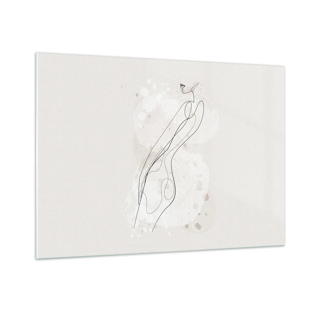 Quadro su vetro - Silhouette sagomata di una donna nei toni del beige - 100x70cm - Errando con lo sguardo - Decorazione murale moderna per soggiorno e camera da letto ARTTOR