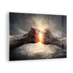 Quadro su vetro - Resisti alla lotta - 70x50cm - Pronto alla battaglia - Decorazione murale moderna per soggiorno e camera da letto ARTTOR