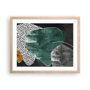 Poster in cornice rovere chiaro - Astrazione colorata con petalo d'oro - 50x40 cm