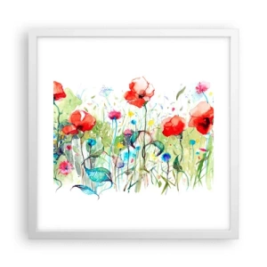 Poster in cornice bianca - Il prato fiorito a maggio - 40x40 cm