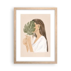 Poster in cornice rovere chiaro - Misterioso ritratto con ventaglio - 30x40 cm