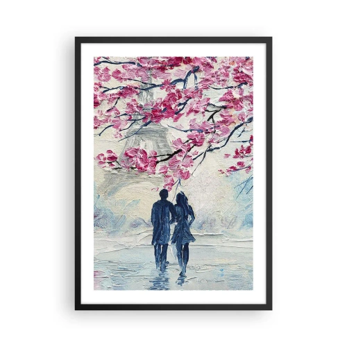 Poster in cornice nera - Una coppia sotto rami fioriti in un paesaggio romantico - 50x70cm - Passeggiata romantica - Decorazione murale moderna per soggiorno e camera da letto ARTTOR