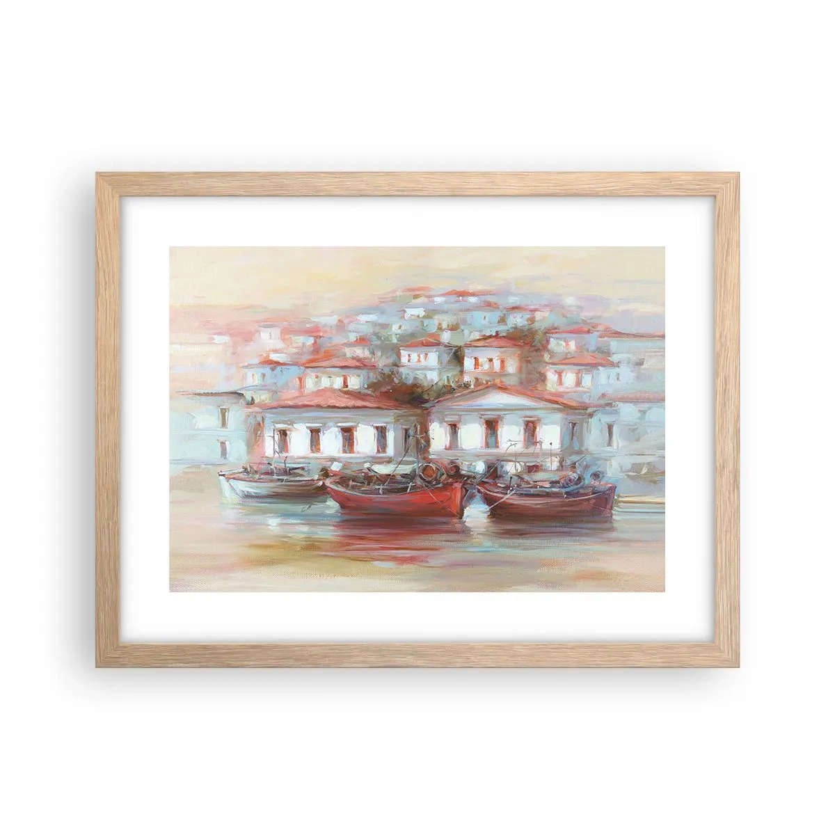 Poster in cornice rovere chiaro - Cittadina felice - 40x30 cm