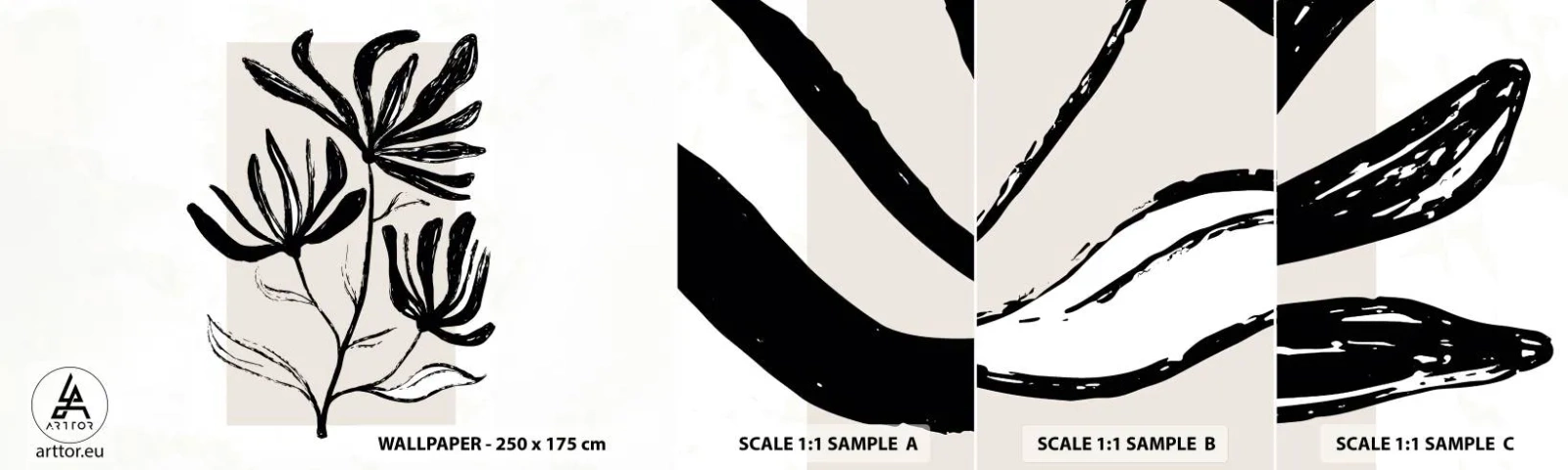 Campione di Fotomurale Adesivo Deluxe Sticker - Uno schizzo per l'erbario - Fiore, Minimalista, Moderno - 100x30 cm