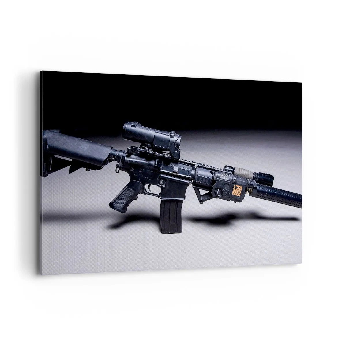 Quadro su tela - Stampe su Tela - Un fucile moderno in nero su sfondo scuro - 100x70cm - l cavaliere oscuro - Decorazione murale moderna per soggiorno e camera da letto ARTTOR