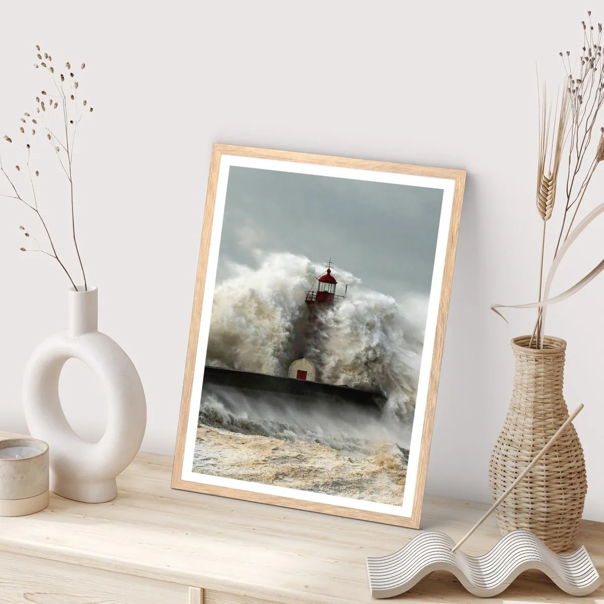 Poster in cornice rovere chiaro - L'ira dell'oceano - 40x50 cm