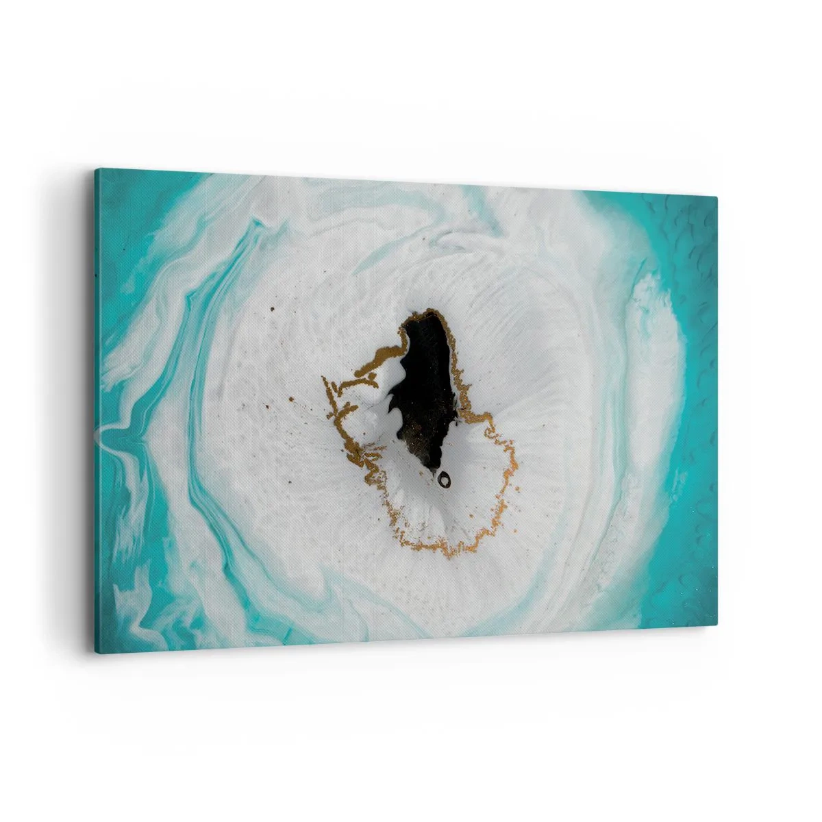 Quadro su tela - Stampe su Tela - Motivo geode astratto nelle tonalità del turchese, bianco e oro - 120x80cm - Penetrare all'interno - Decorazione murale moderna per soggiorno e camera da letto ARTTOR