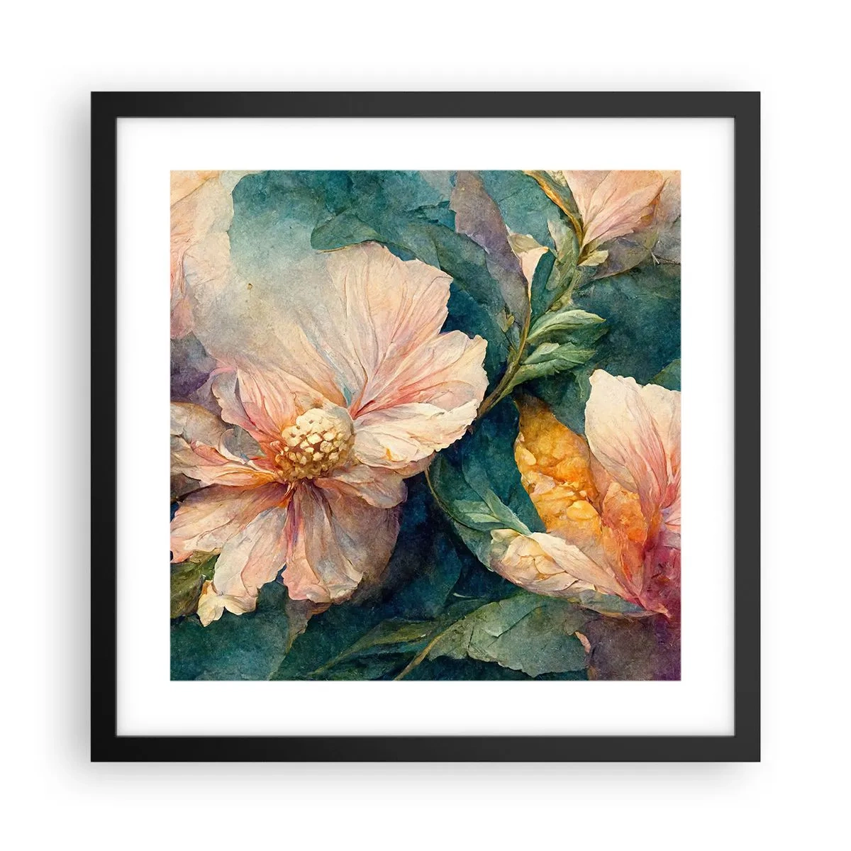 Poster in cornice nera - Delicatezza pura - 40x40 cm