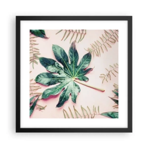 Poster in cornice nera - Studio di verde su sfondo rosa - 40x40 cm