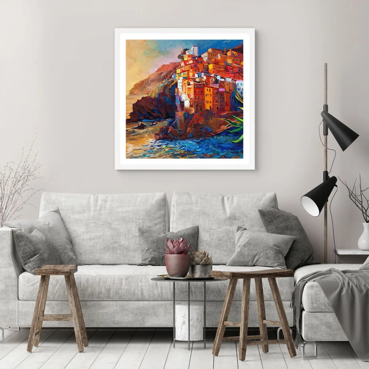 Poster in cornice bianca - Atmosfera italiana - 50x50 cm