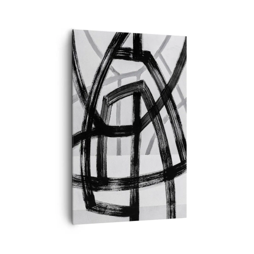Quadro su tela - Stampe su Tela - Linee astratte in bianco e nero che si intersecano su uno sfondo chiaro - 80x120cm - Costruendo la profondità - Decorazione murale moderna per soggiorno e camera da letto ARTTOR