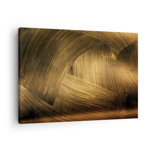 Quadro su tela - Stampe su Tela - Pennellate astratte dorate - 70x50cm - Nel labirinto d'oro - Decorazione murale moderna per soggiorno e camera da letto ARTTOR