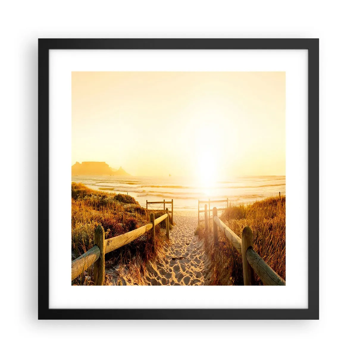 Poster in cornice nera - Attraverso la duna, verso il sole - 40x40 cm