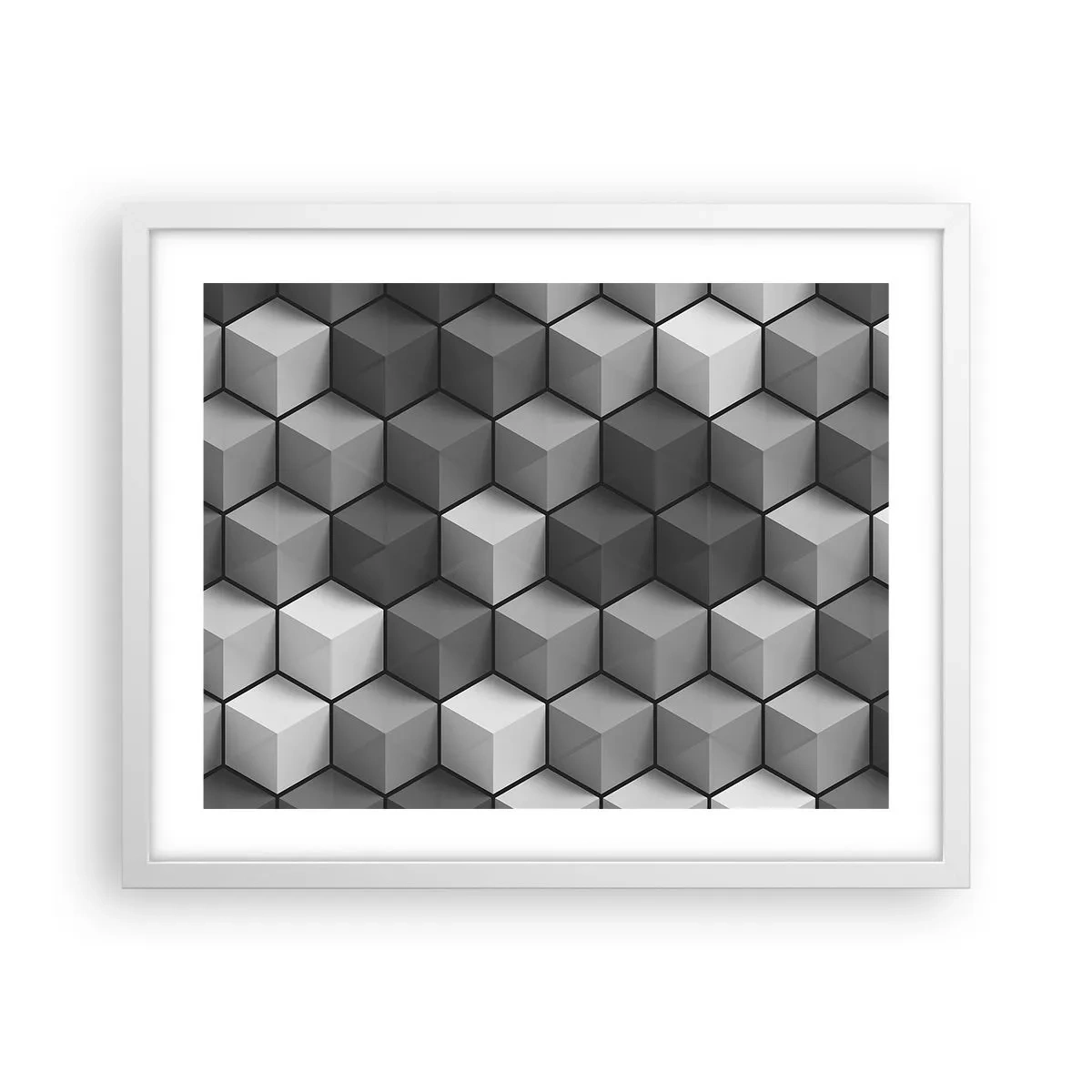 Poster in cornice bianca - Puzzle cubista - 50x40 cm