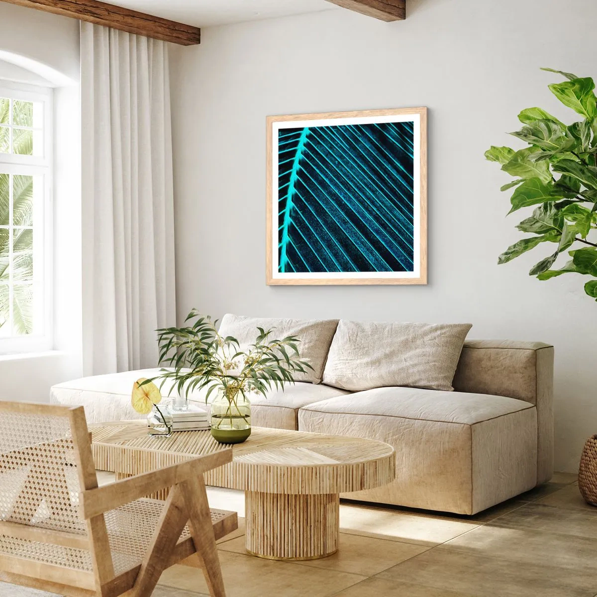 Poster in cornice rovere chiaro - La struttura del verde - 60x60 cm