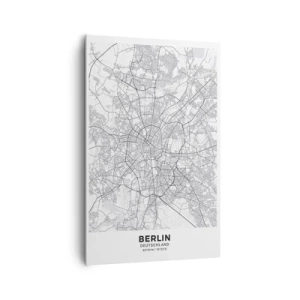 Quadro su tela - Stampe su Tela - Mappa dettagliata della città in bianco e nero - 80x120cm - Il fiore di Berlino - Decorazione murale moderna per soggiorno e camera da letto ARTTOR