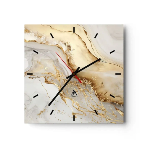 Orologio da parete - Orologio in Vetro - Motivi astratti in oro e marmo su uno sfondo chiaro - 30x30cm - Astrazione: bellezza e bontà - Decorazione murale moderna per soggiorno e camera da letto ARTTOR