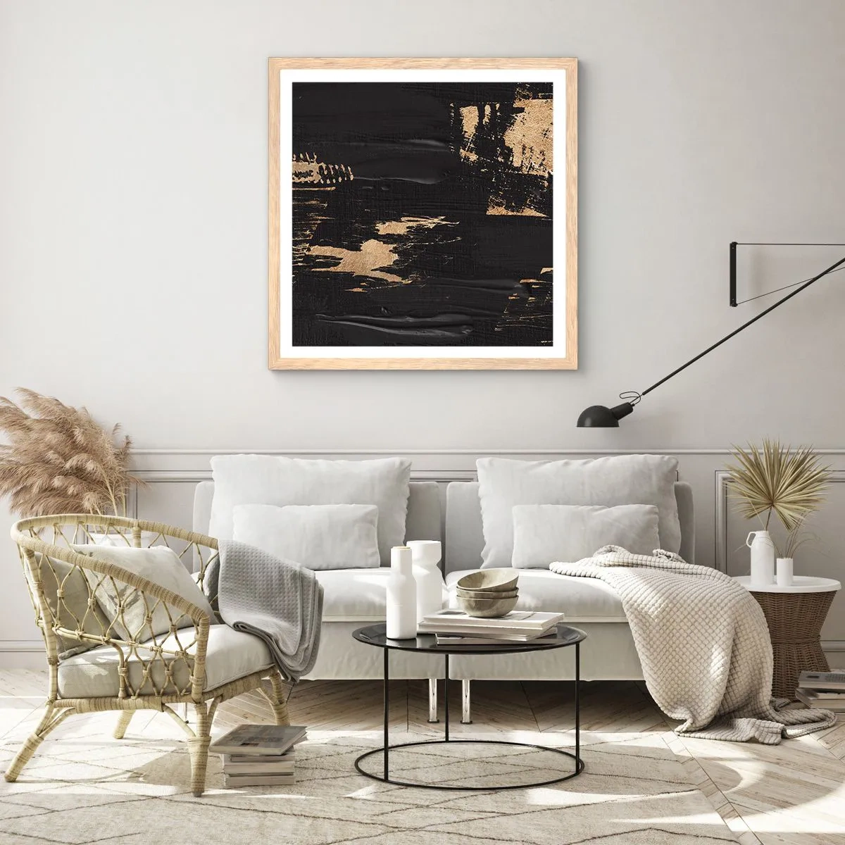 Poster in cornice rovere chiaro - Tracce del contatto - 30x30 cm