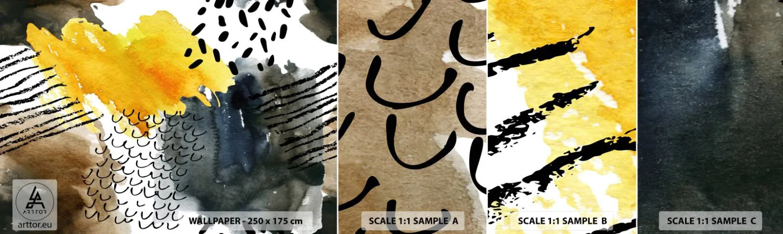 Campione Di Fotomurale Standard Eco - L'incontro degli elementi - Astrazione, Pezzo, Arte Moderna - 100x30 cm