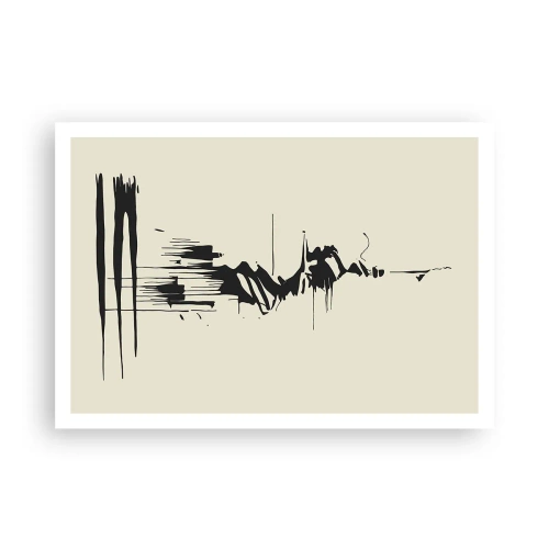 Poster - Astrazione minimalista con linee nere su sfondo chiaro - 100x70cm - Astrazione frettolosa - Decorazione murale moderna per soggiorno e camera da letto ARTTOR
