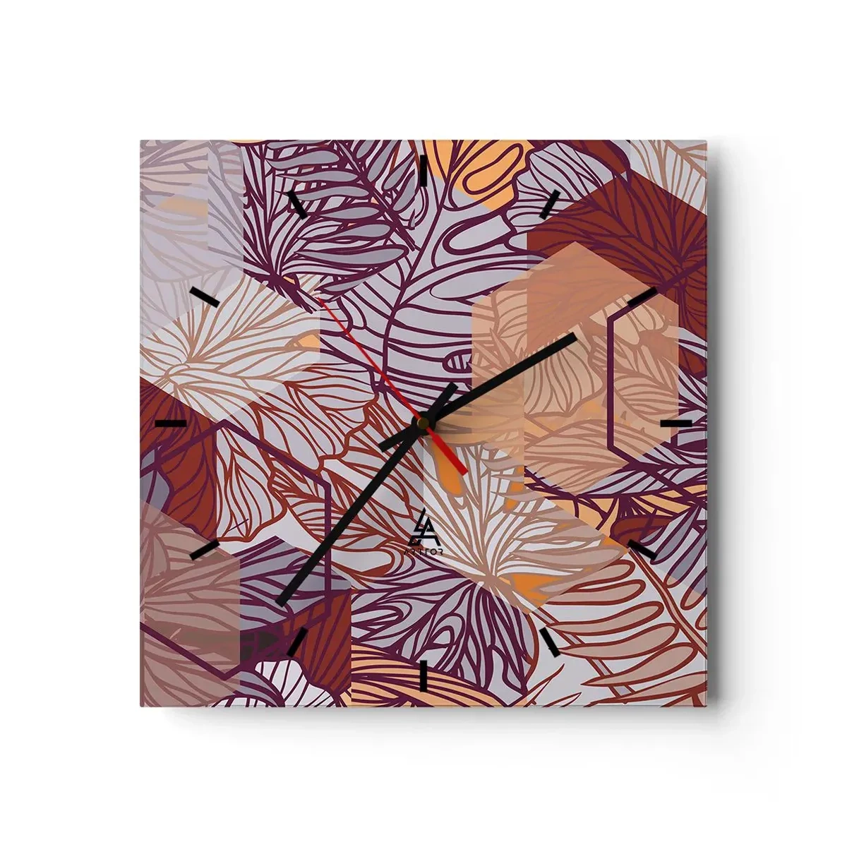 Orologio da parete - Orologio in Vetro - Legame impossibile di geometria e natura - 40x40 cm