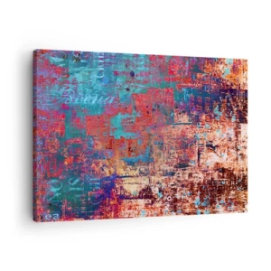 Quadro su tela - Stampe su Tela - Una composizione astratta con un mix di colori intensi. - 70x50cm - Memoria e dimenticanza - Decorazione murale moderna per soggiorno e camera da letto ARTTOR