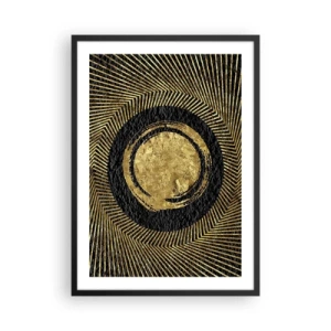 Poster in cornice nera - Astrazione geometrica dorata su sfondo nero - 50x70cm - Composizione glamour - Decorazione murale moderna per soggiorno e camera da letto ARTTOR