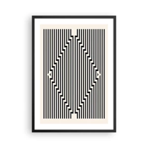 Poster in cornice nera - Linee bianche e nere che creano un'illusione ottica - 50x70cm - Illusione geometrica - Decorazione murale moderna per soggiorno e camera da letto ARTTOR