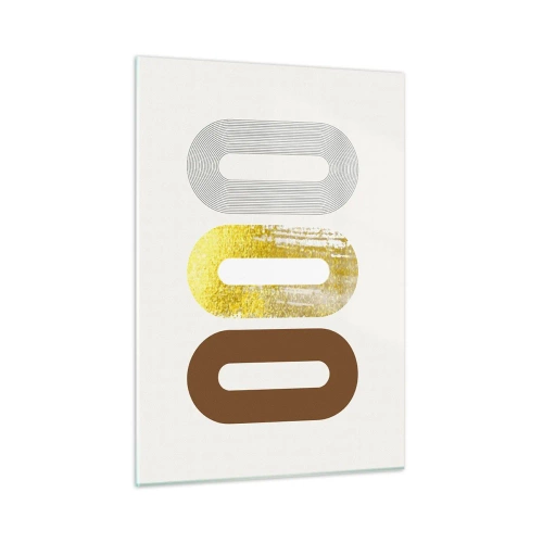 Quadro su vetro - Grafica geometrica moderna in oro e bronzo - 50x70cm - Ohh! - Decorazione murale moderna per soggiorno e camera da letto ARTTOR
