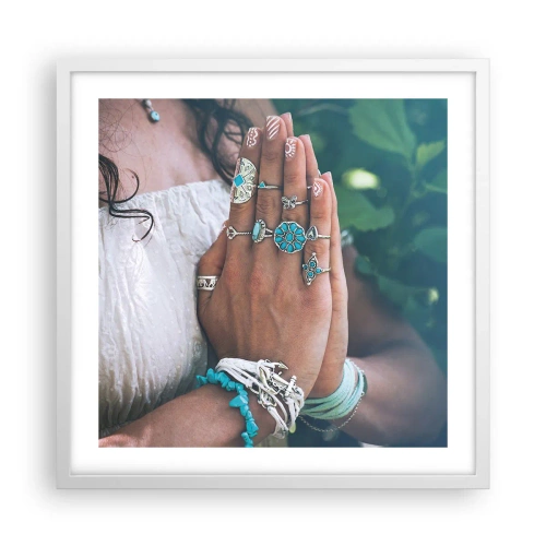 Poster in cornice bianca - Benvenuto al centro dell'essere - 50x50 cm