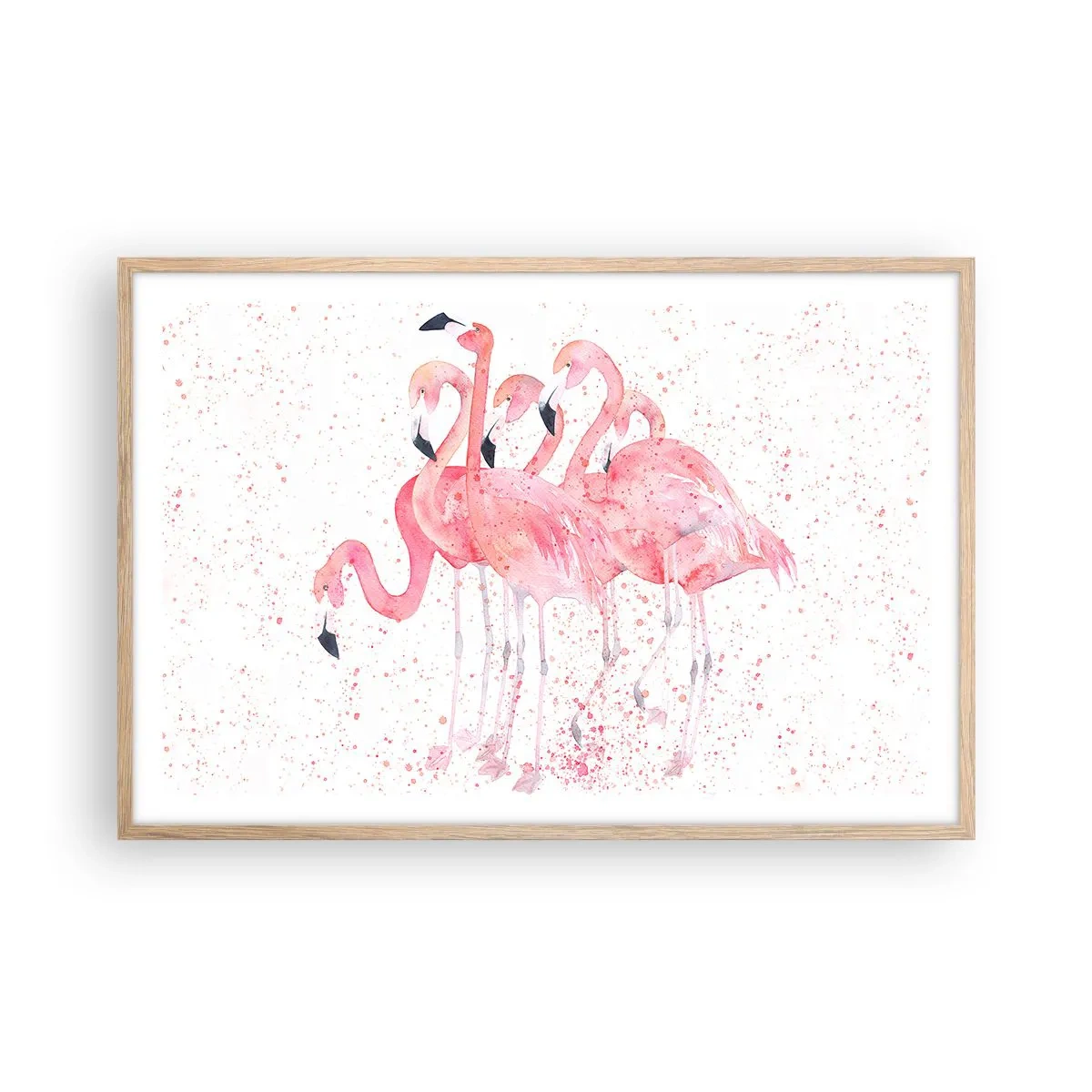 Poster in cornice rovere chiaro - Gruppo in rosa - 91x61 cm