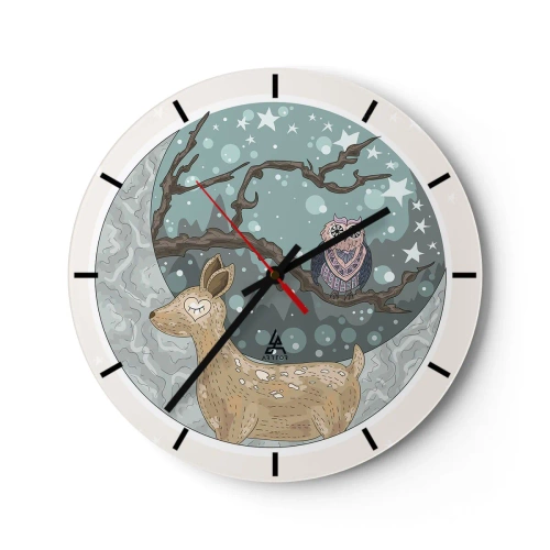 Orologio da parete - Orologio in Vetro - Notte fiabesca nel bosco - 40x40 cm
