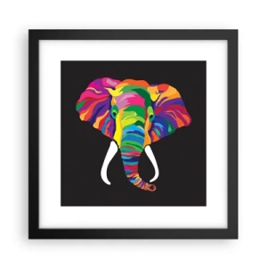 Poster in cornice nera - L'elefante che faceva il bagno nell'arcobaleno - 30x30 cm