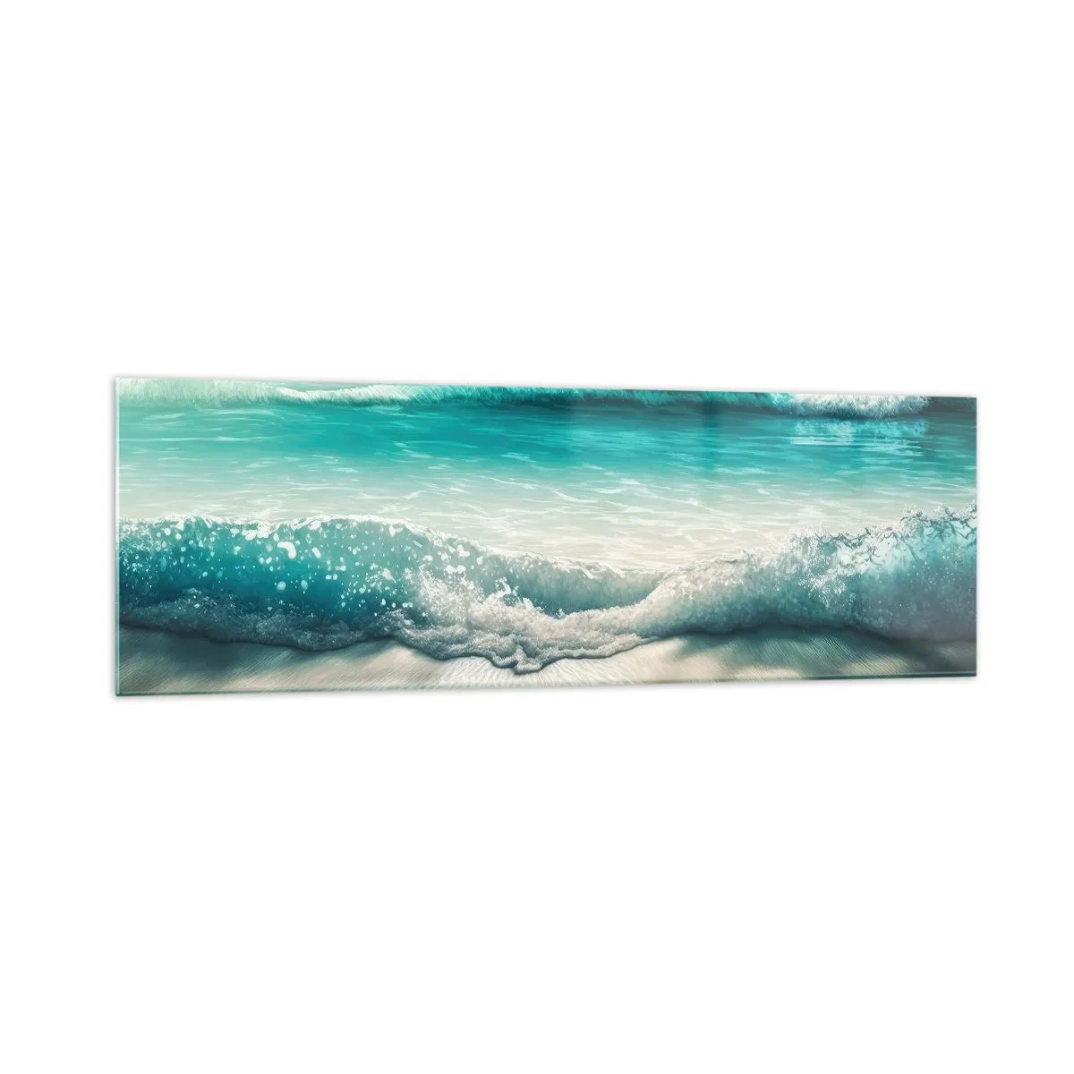 Quadro su vetro - Onde dell'oceano su una spiaggia di sabbia chiara - 160x50cm - La calma dell'oceano - Decorazione murale moderna per soggiorno e camera da letto ARTTOR