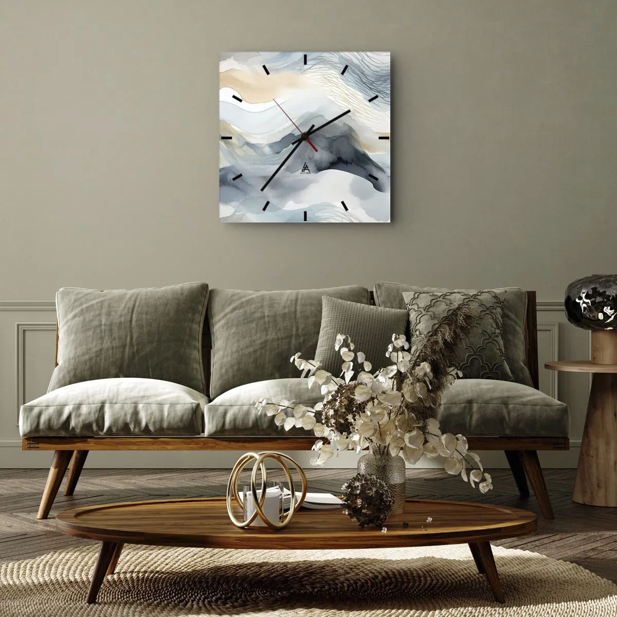 Orologio da parete - Orologio in Vetro - Astrazione nevosa e nebbiosa - 30x30 cm