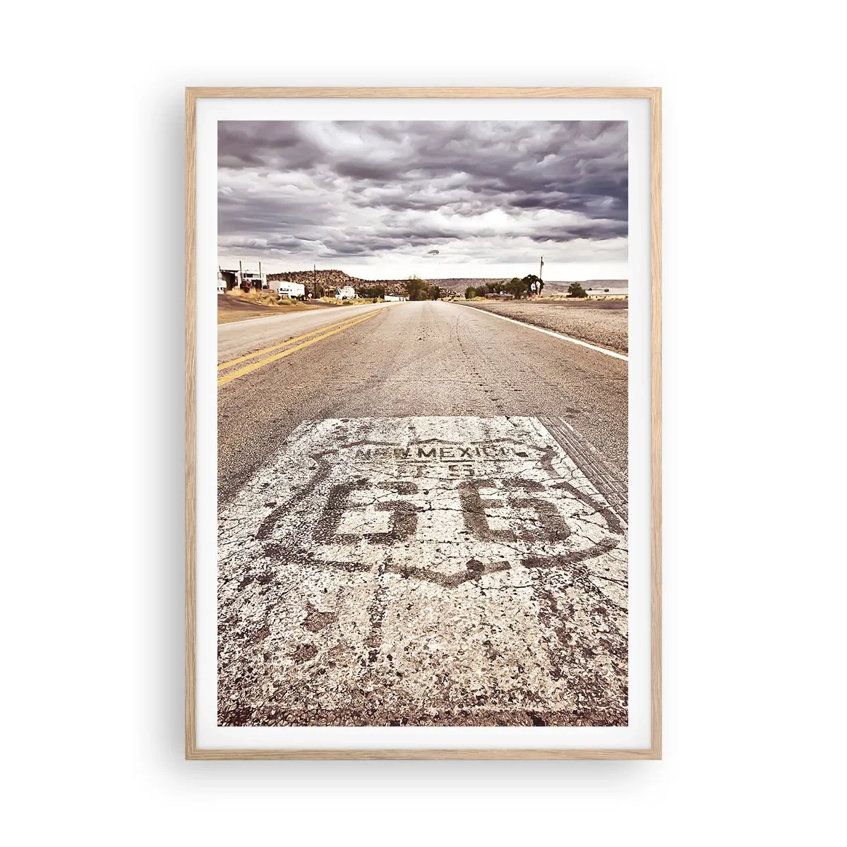 Poster in cornice rovere chiaro - La Route 66: una leggenda americana - 70x100 cm