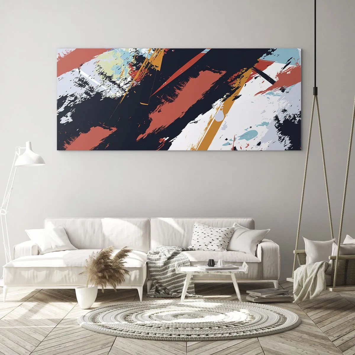 Quadro su vetro - Composizione dinamica - 100x40 cm