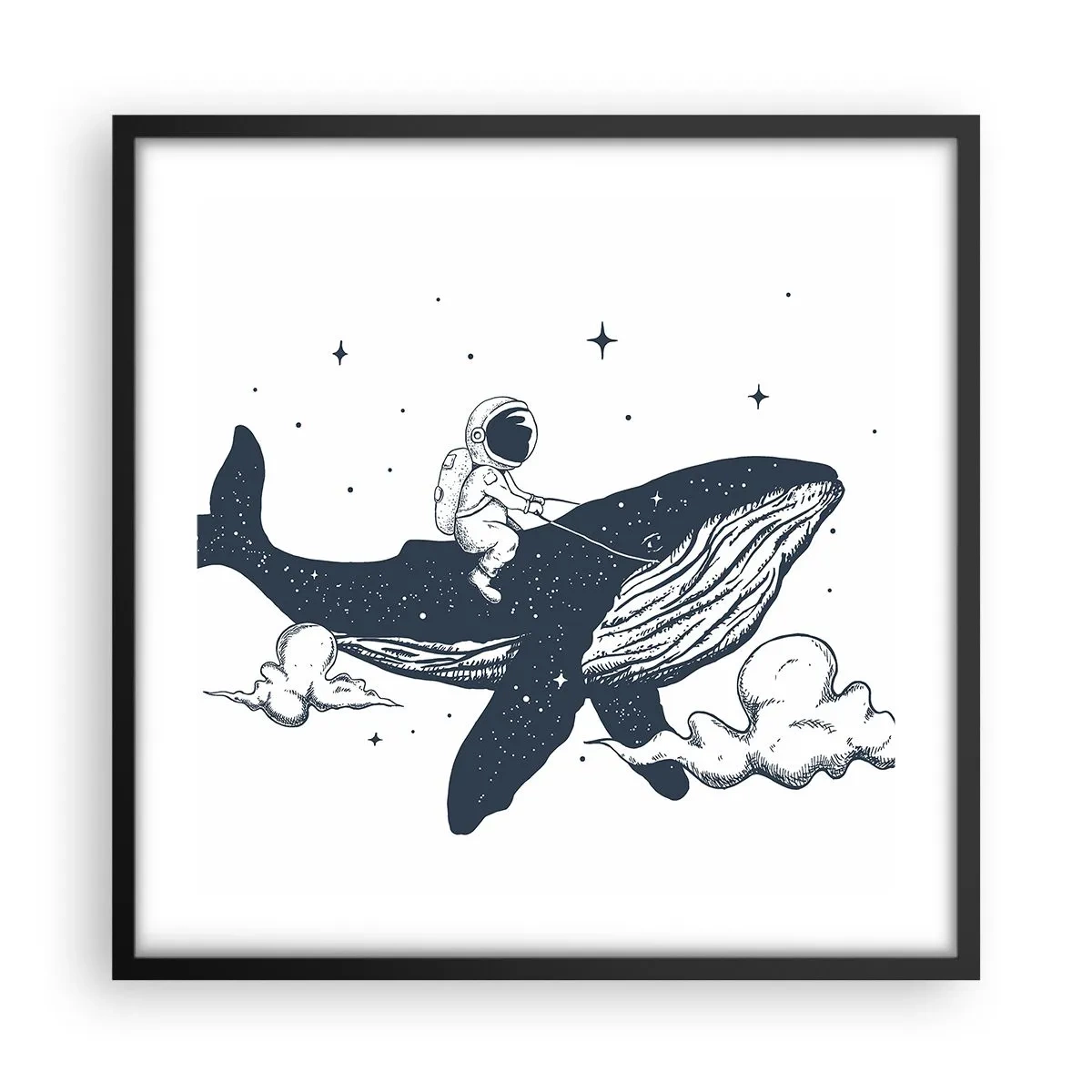 Poster in cornice nera - Avventura nello spazio - 50x50 cm