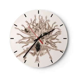 Orologio da parete - Orologio in Vetro - Una composizione di sagome danzanti in una disposizione dinamica - 30x30cm - Fiorendo nella danza - Decorazione murale moderna per soggiorno, cucina e camera da letto ARTTOR