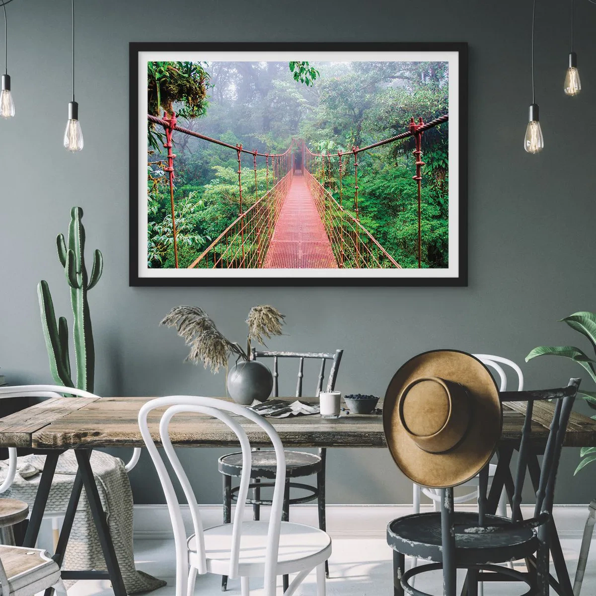 Poster in cornice nera - Sospeso sopra gli alberi - 40x30 cm