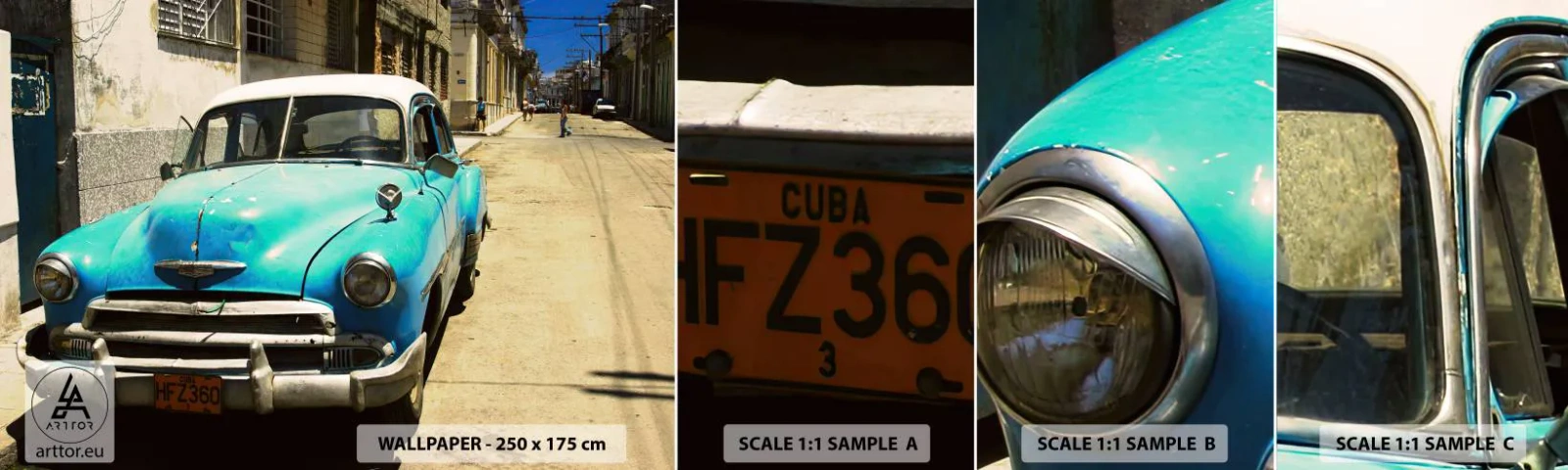 Campione Di Fotomurale Standard Eco - Evviva Cuba! - Settore automobilistico, Auto, Cuba - 100x30 cm