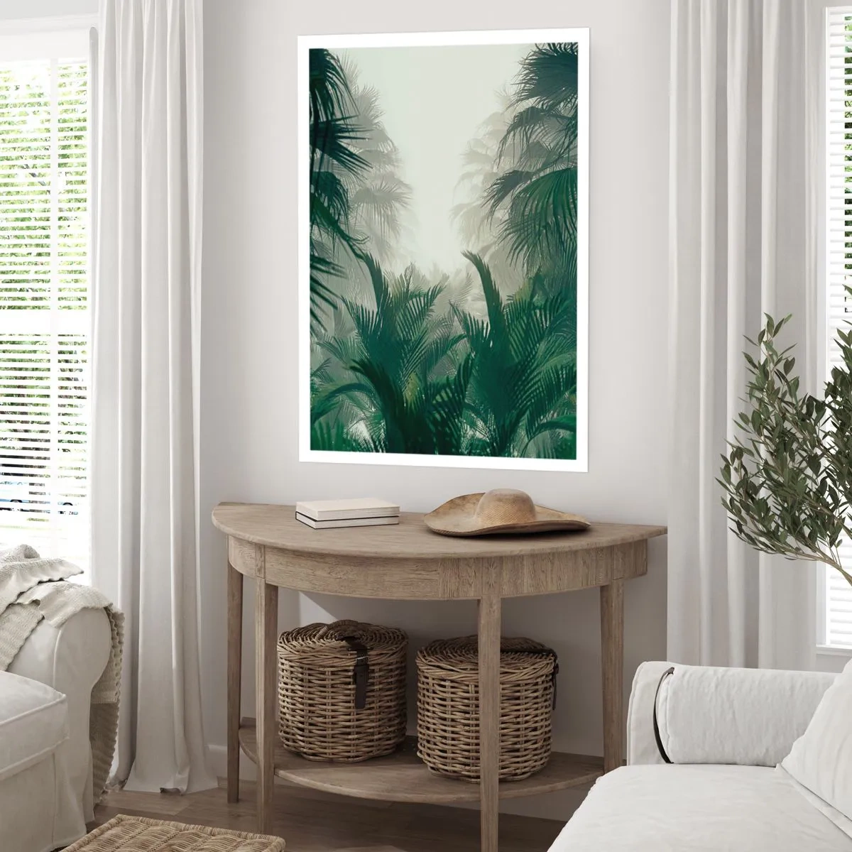 Poster - Vegetazione tropicale in un ambiente nebbioso - 50x70cm - Mistero dei tropici - Decorazione murale moderna per soggiorno e camera da letto ARTTOR