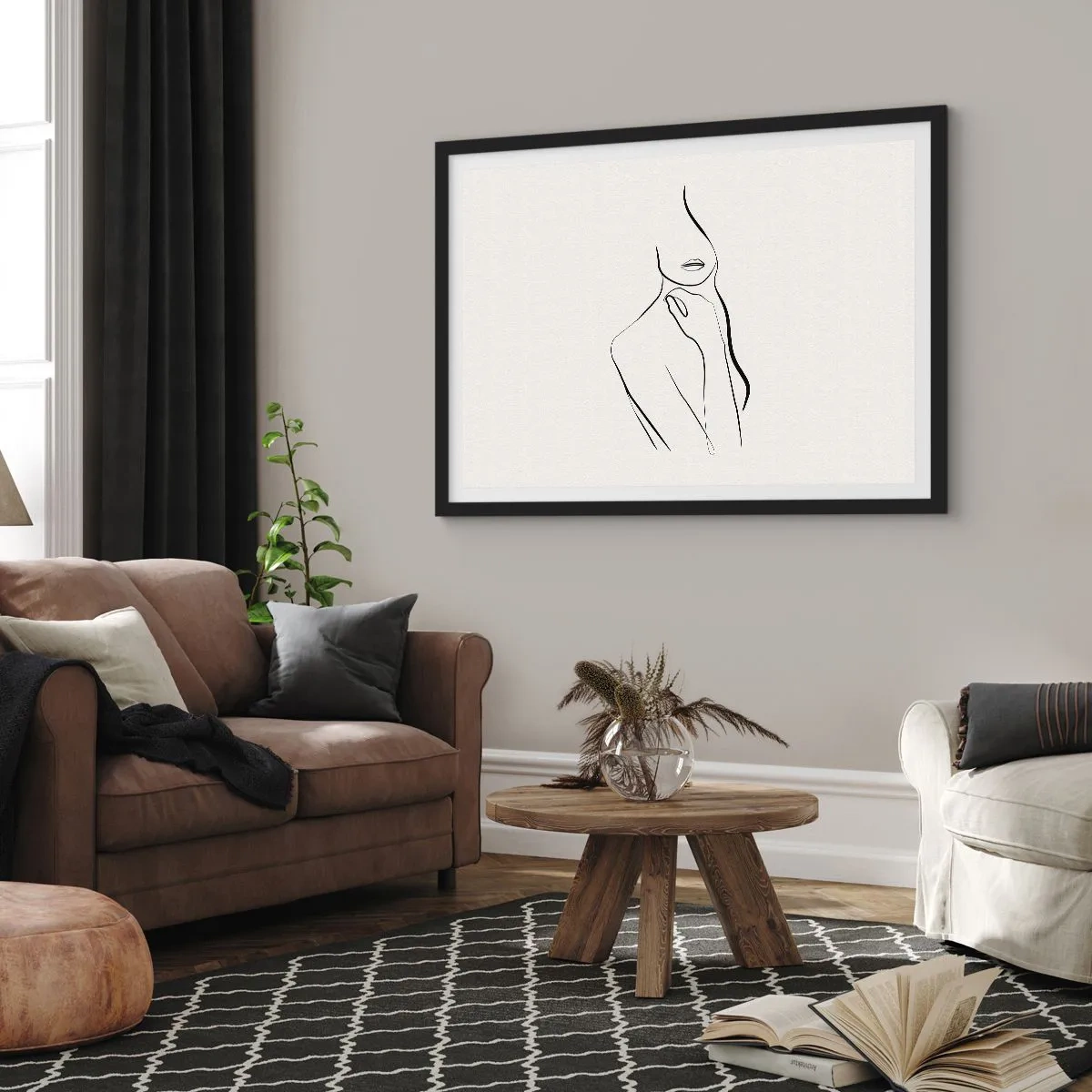 Poster in cornice nera - Onda di malinconia - 50x40 cm