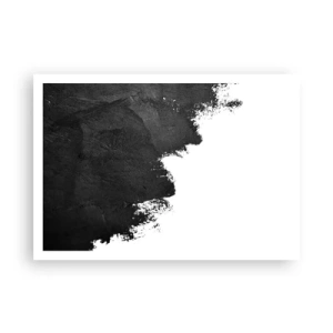 Poster - Astrazione in bianco e nero con pennellate contrastanti - 100x70cm - Gli elementi: la terra - Decorazione murale moderna per soggiorno e camera da letto ARTTOR