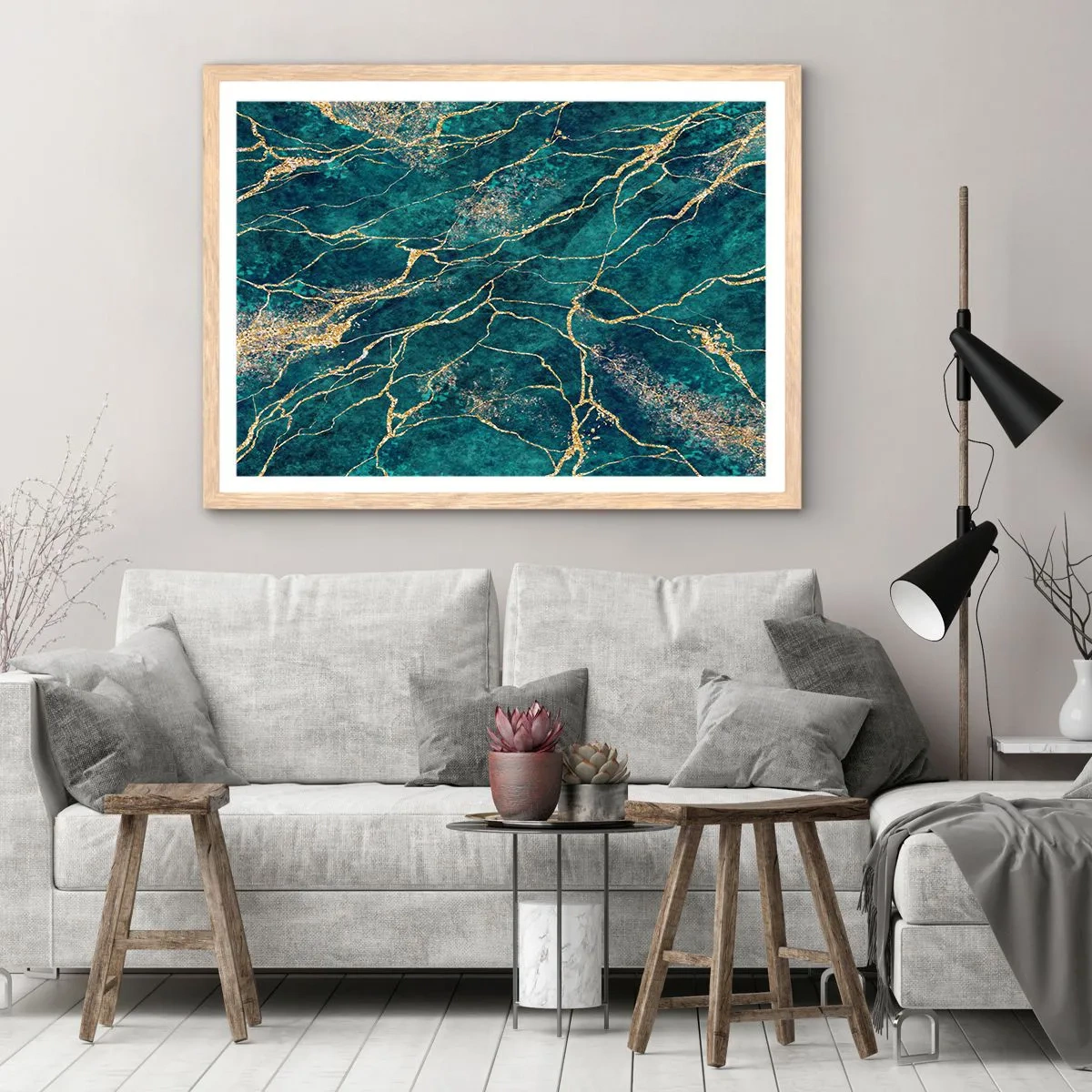 Poster in cornice rovere chiaro - La vena d'oro - 100x70 cm